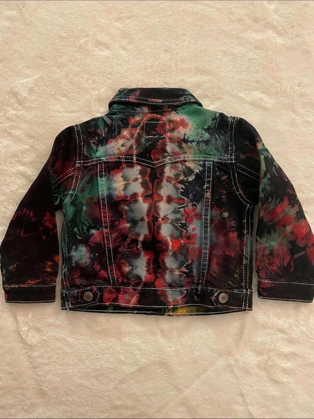 Old Navy Kids Tie-Dye Denim Jacket - Black Multi SZ 12-18 months